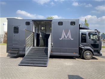 Renault Midlum paardenvrachtwagen 4 paards * Living * Toilet * Slapen * NAP * Aluminium * Nieuwstaat!